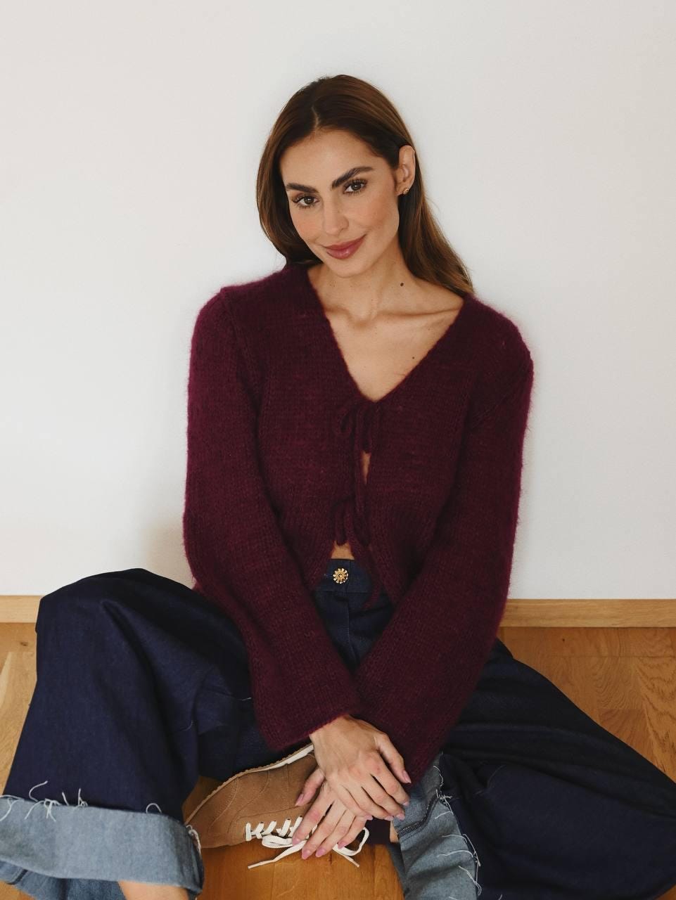 Handmade Mohair Blue Knit Cardigan: Cozy Lightweight Sweater
