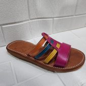 Handmade Moroccan Multicolor Leather Sandals For Women – Colorful Summer Flats – Boho Strappy Design – Traditional Artisan Slides