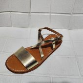 Gold Leather Moroccan Sandals – Handmade Summer Shoes For Women – Crisscross Flat Sandals With Ankle Strap – Boho Chic Comfy Slides –