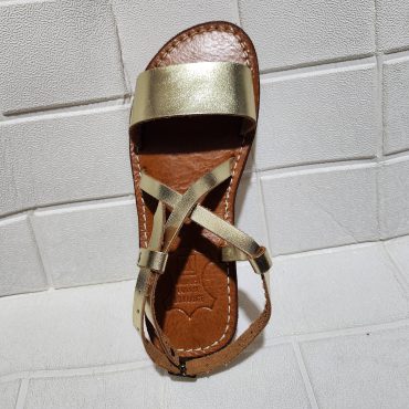 Gold Leather Moroccan Sandals – Handmade Summer Shoes For Women – Crisscross Flat Sandals With Ankle Strap – Boho Chic Comfy Slides –