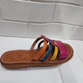 Handmade Moroccan Multicolor Leather Sandals For Women – Colorful Summer Flats – Boho Strappy Design – Traditional Artisan Slides