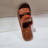 Handmade Moroccan Leather Sandals – Woven Double Strap Flat Slides – Boho Summer Slippers For Women – Comfy Brown Artisan Shoes (eu 37–42)