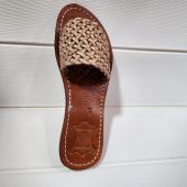 Handmade Moroccan Braided Leather Sandals For Women – Natural Woven Flat Slides – Artisan Marrakech Shoes – Summer Boho Slip-on Flats