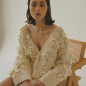 Hand-knitted Red Cotton Cardigan: Lightweight Boho Layering Jacket