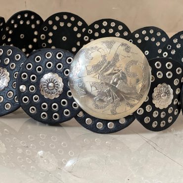 Handmade Moroccan Leather Belt – Vintage Silver Buckle Gothic Boho Gift
